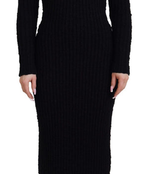 Dolce & Gabbana Black Wool Knitted Sheath Sweater Dress