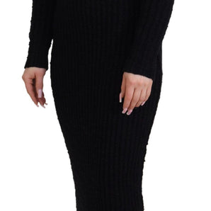 Dolce &amp; Gabbana Elegant Black Wool Blend Sweater Dress