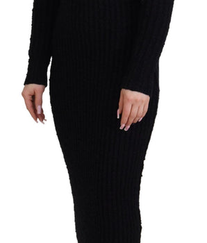 Dolce & Gabbana Black Wool Knitted Sheath Sweater Dress