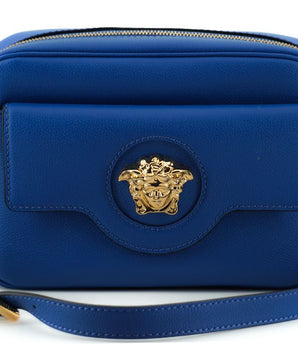 Versace Blue Calf Leather Camera Shoulder Bag