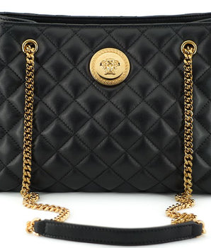 Versace Elegant Quilted Nappa Leather Tote Bag