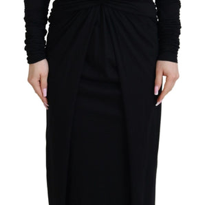 Dolce & Gabbana Elegant Sheath Wrap Dress with Long Sleeves