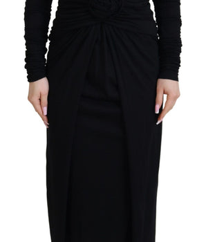 Dolce &amp; Gabbana Elegant Sheath Wrap Dress with Long Sleeves