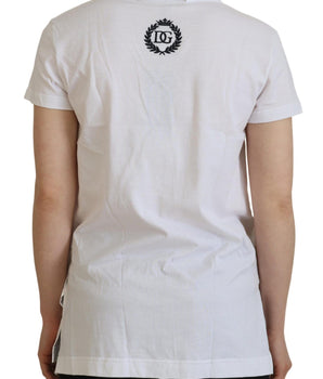 Dolce &amp; Gabbana White Short Sleeve V-neck Cotton Top Blouse T-shirt