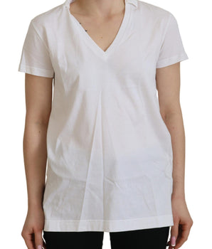 Dolce &amp; Gabbana White Short Sleeve V-neck Cotton Top Blouse T-shirt