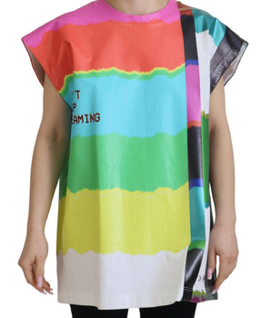 Dolce &amp; Gabbana Multicolor TV Print Blouse Cotton T-Shirt