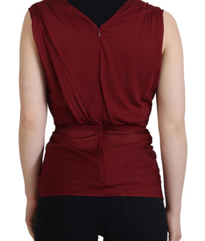 Dolce &amp; Gabbana Blusa superior en mezcla de seda burdeos