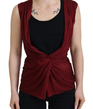 Dolce &amp; Gabbana Blusa superior en mezcla de seda burdeos