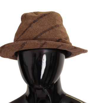 Dolce & Gabbana Brown Fedora Striped Print Summer Hat