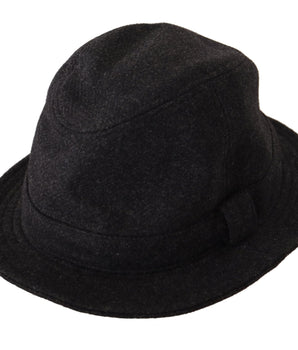 Dolce & Gabbana Gray Virgin Wool Logo Fedora Trilby Cappello Hat