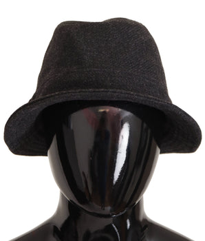 Dolce & Gabbana Gray Virgin Wool Logo Fedora Trilby Cappello Hat