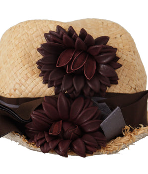 Dolce & Gabbana Yellow Ribbon Floral Embellished Straw Hat