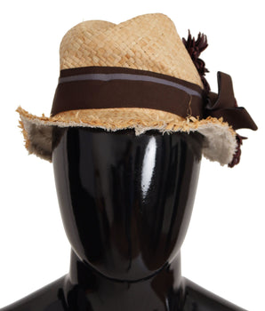 Dolce & Gabbana Yellow Ribbon Floral Embellished Straw Hat