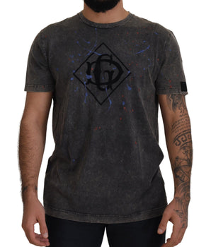 Dolce & Gabbana Gray Discolored Effect DG Logo T-shirt