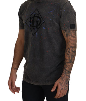 Dolce & Gabbana Gray Discolored Effect DG Logo T-shirt
