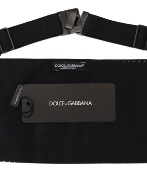Dolce & Gabbana Black Polka Dot Wide Waist Men Belt Cummerband