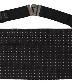Dolce & Gabbana Black Polka Dot Wide Waist Men Belt Cummerband