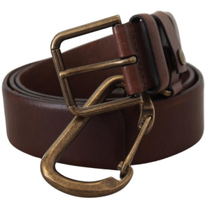 Dolce &amp; Gabbana Elegant Brown Leather Belt with Metal Buckle