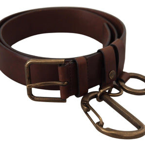 Dolce &amp; Gabbana Elegant Brown Leather Belt with Metal Buckle