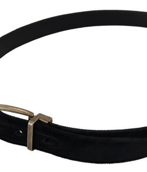 Dolce & Gabbana Black Velvet Leather Antique Metal Buckle