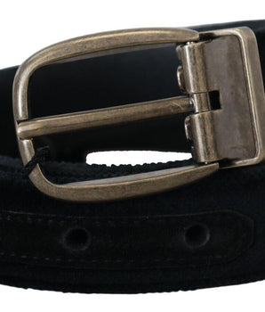 Dolce & Gabbana Black Velvet Leather Antique Metal Buckle