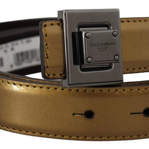 Dolce &amp; Gabbana Gold Square Buckle Leather Belt