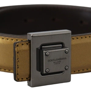 Dolce & Gabbana Gold Square Buckle Leather Belt