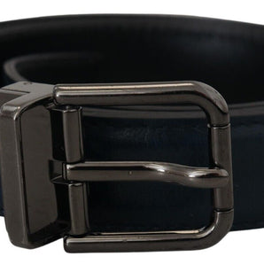 Dolce &amp; Gabbana Elegant Dark Blue Leather Belt