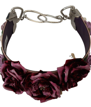 Dolce & Gabbana Multicolor Floral Appliques Metal Shoulder Strap