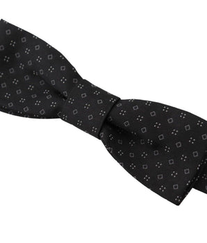 Dolce & Gabbana Black Pattern Silk Adjustable Neck Papillon Bow Tie
