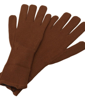 Dolce & Gabbana Brown Cashmere Knitted Hands Mitten Mens Gloves