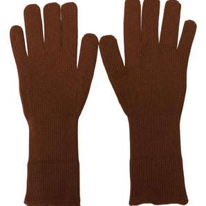 Dolce &amp; Gabbana Elegant Brown Cashmere Winter Gloves