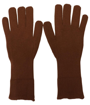 Dolce & Gabbana Brown Cashmere Knitted Hands Mitten Mens Gloves