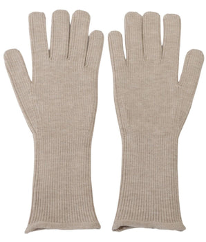 Dolce & Gabbana Ivory Cashmere Silk Hands Mitten Mens Gloves