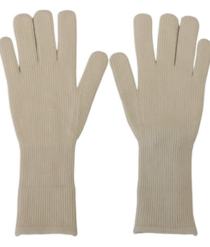 Dolce & Gabbana White Cashmere Knitted Hands Mitten Mens Gloves