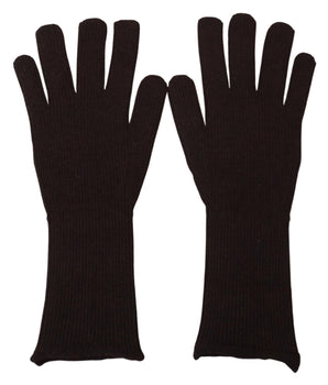 Dolce & Gabbana Brown Cashmere Silk Hands Mitten Mens Gloves