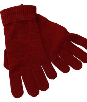 Dolce & Gabbana Red 100% Cashmere Knit Hands Mitten Mens Gloves