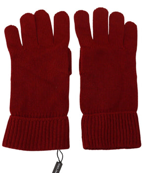 Dolce & Gabbana Red 100% Cashmere Knit Hands Mitten Mens Gloves
