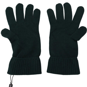 Dolce &amp; Gabbana Elegant Cashmere Wrist Length Gloves in Dark Green