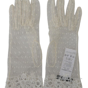 Dolce &amp; Gabbana Chic White Wrist Length Gloves