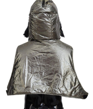 Dolce & Gabbana Silver Fur Whole Head Wrap Men Capello Nylon Hat