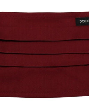 Dolce & Gabbana Maroon Silk Pleated Elastic Ear Strap One Size Face Mask