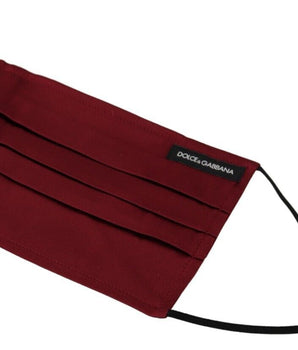 Dolce & Gabbana Maroon Silk Pleated Elastic Ear Strap One Size Face Mask