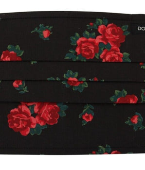 Dolce & Gabbana Black Floral Pleated Elastic Ear Strap One Size Face Mask