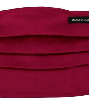 Dolce & Gabbana Maroon Silk Pleated Elastic Ear Strap One Size Face Mask