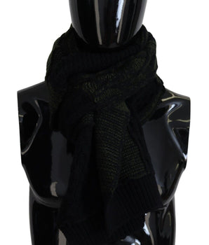 Dolce & Gabbana Black Green Knitted Men Neck Wrap Shawl Scarf