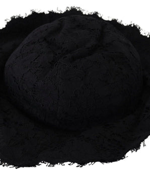 Dolce & Gabbana Black Cotton Wide Brim Shade Hat