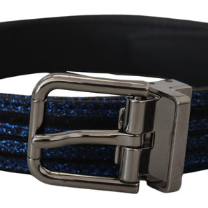 Dolce & Gabbana Elegant Blue Jacquard Leather Belt