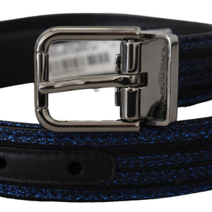 Dolce & Gabbana Elegant Blue Jacquard Leather Belt