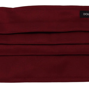 Dolce & Gabbana Maroon Silk Pleated Elastic Ear Strap One Size Face Mask